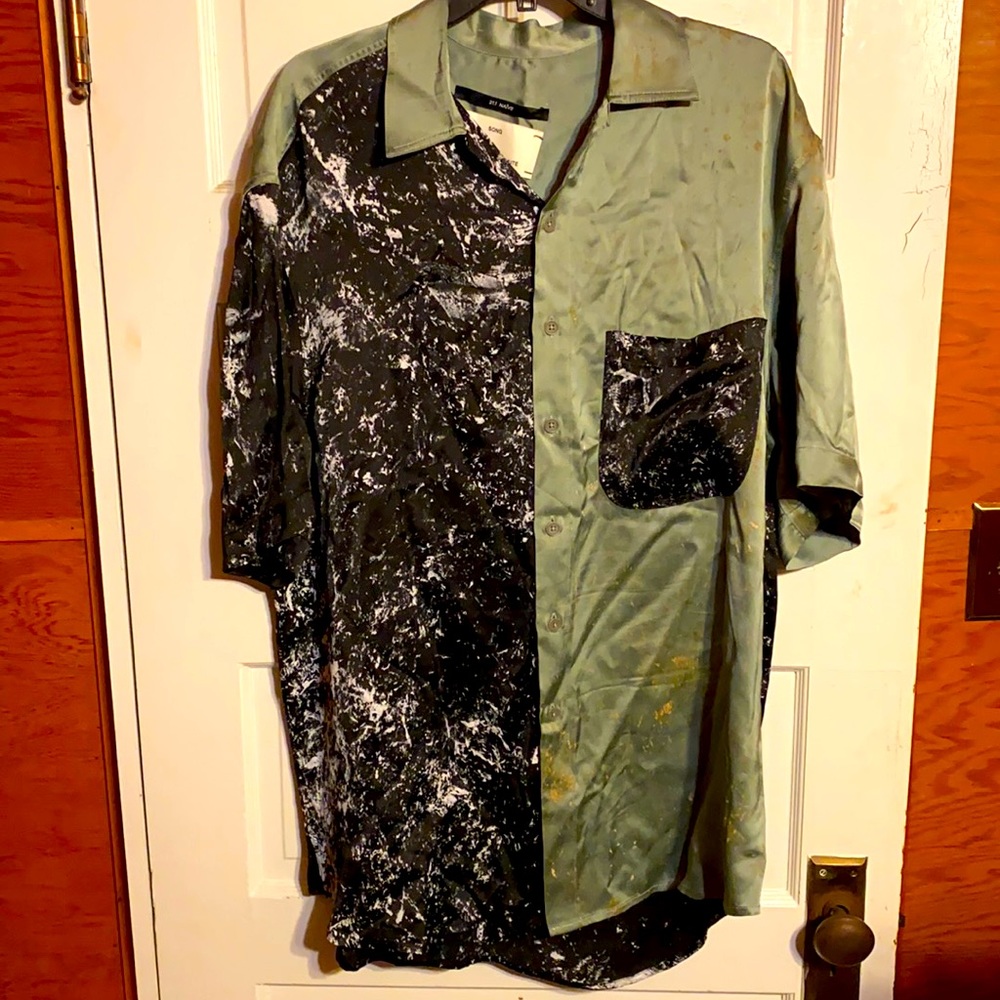 Black & green oversized splatter shirt
